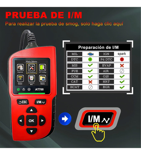 Escáner Obd2 Automotriz Multifuncional Para Coches At700