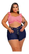 Comprar Short Jeans Plus Size Com Lycra Hot Pants 44\u002F58 Moda