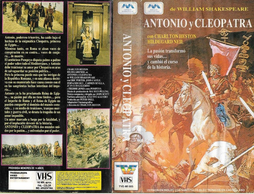 Antonio Y Cleopatra Vhs Charlton Heston Hildegarde Neil 1972