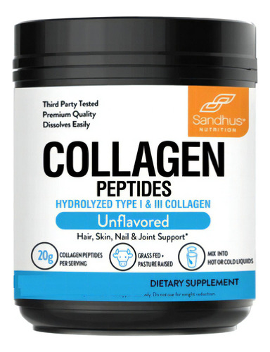 Sandhus Collagen Peptides, Péptidos De Colágeno 140g Sabor Sin Sabor