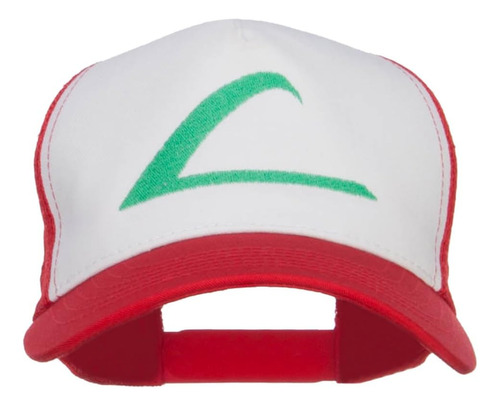 Gorra De Malla Bordada Ash Ketchum League Expo - Blanco Rojo