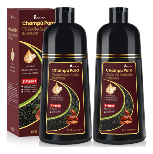 Kaisasa Shampoo Con Aceite De Argán Tinte Cubre Canas 2 Pzs