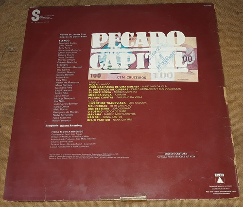 Pecado Capital - Lp Trilha Sonora 1975 Azimuth Luiz Melodia (Usado)