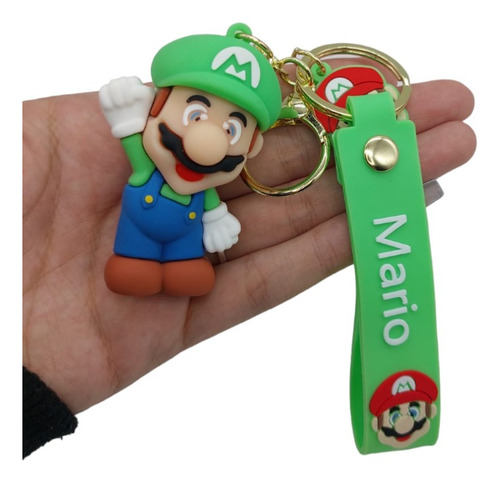 Llavero Luigi Mario Bros  Goma 6 Cm Saltando 