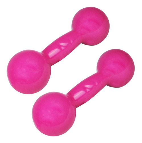 Par Halter Bola Rosa Emborrachado 2kg P/ Musculação Em Casa