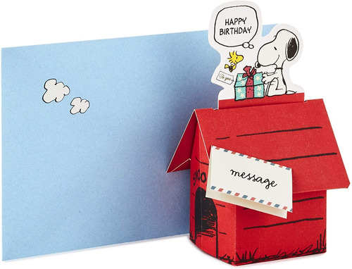 Pop Up Cacahuetes Tarjeta De Cumpleaños Snoopy Dog Hou...