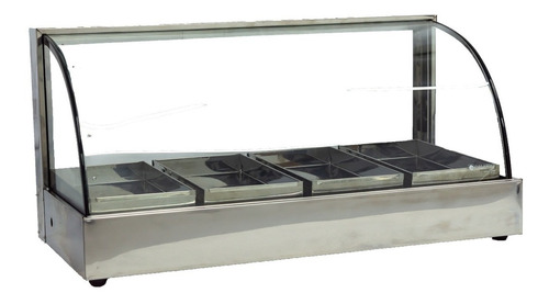 Mantenedor Warmer Vitrina De Comidas 4 Bandejas. Acero Inox.