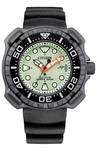 Relógio Citizen Eco-drive Promaster Diver Amarelo Titânio Cor da correia Preto Cor do bisel Cinza-escuro Cor do fundo Verde-limão