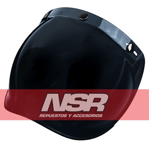 Burbuja Casco Abierto Negra Cristal Transparente + Nsr Moto