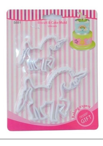 Set Cortante Expulsor Para Cookie Fondant X 2 Unicornio 