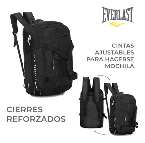 Imagen 3 de 10 de Bolso Mochila Viaje Deportivo Tiras Reforzadas Gym Urbano