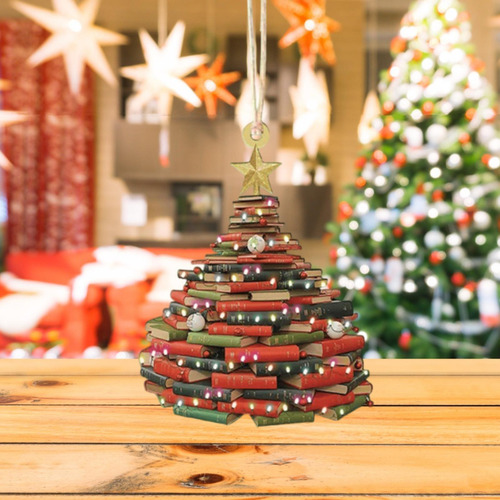 4 Adorno Para De Navidad Con Forma De Libro, Colgante Para B
