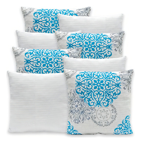Kit Com 8 Capas De Almofada Piquet Favinho 40cmx40cm Cor Arabesco Branco