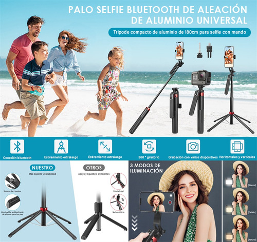 1.8 M Tripie Celular Selfie Stick Tripode Con Control Remoto
