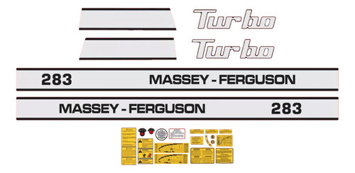 Kit Adesivo Trator Massey Ferguson Mf 283 Turbo +etiqueta Mk