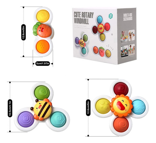 A 3 Pcs,spinner De Juguete Giroscópico Con Ventosa De 3