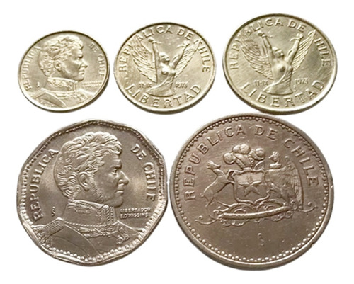 Set Monedas 100 50 10 Peso Chile 1980s Unc Nueva
