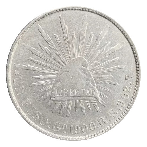 Moneda Un Peso Fuerte Porfiriano Plata Guanajuato Go 1900