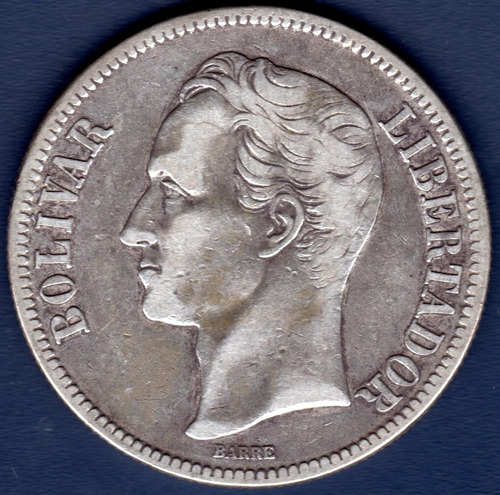 Moneda De 5 Bolívares De 1919 Fuerte De Plata