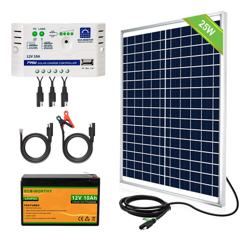 Eco-worthy Kit Carga Conector Sae Panel Solar Impermeable 25