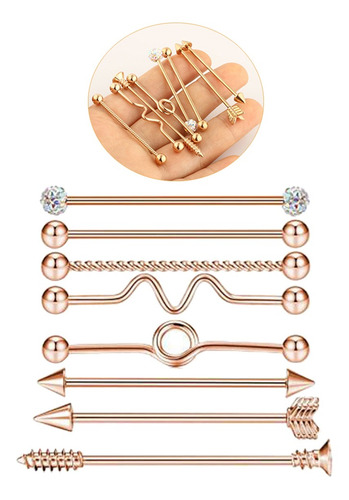 Imagem 10 de 12 de 32pcs Bola Piercing Industrial Barra Orelha Barra Brinco 14g