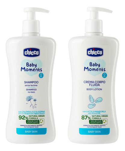 Shampoo + Locão Hidradante Baby Moments 500ml Chicco