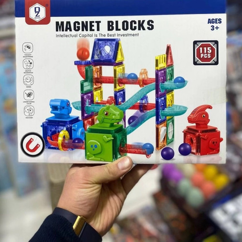 Pista Bloques Magnéticos 115 Pcs Dinosaurios Construir Toyz Multicolor