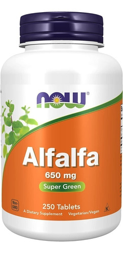 Alfalfa 650 Mg 250tabletas, Now,