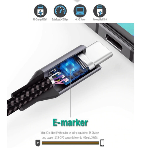 Imagem 8 de 8 de Cabo Thunderbolt 3 Ou 4 Usb-c 20gbps 4k 60hz / Full Hd 165hz