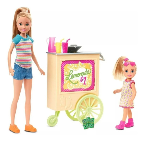 Barbie Stacie & Chelsea Puesto Limonada Rodante Y Accesorios