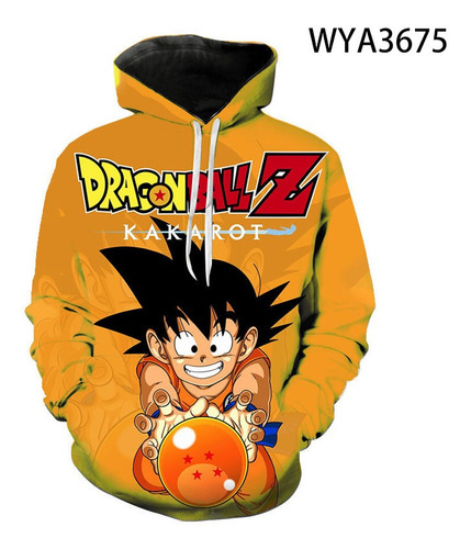 Sudadera Casual Con Capucha Estampada En 3d De Dragon Ball G