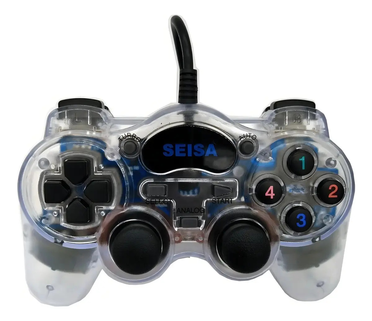 Joystick Seisa Sj-703tm Transparente Con Cable Usb Para Pc