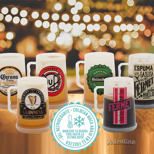Imagen 7 de 10 de Vaso Chopp Con Gel Refrigerante Cerveza Fernet Siempre Frío