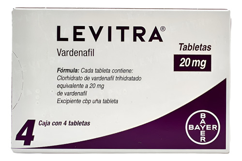 Levitra (vardenafil) 20 Mg. Caja Con 4 Tabletas. Bayer.