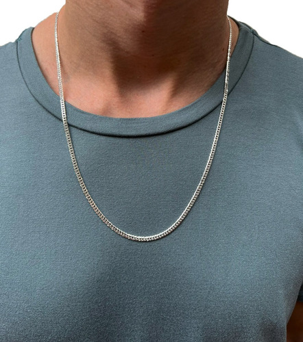 Corrente Cordão Elos Duplos 3mm 70cm Prata 925 Maciço