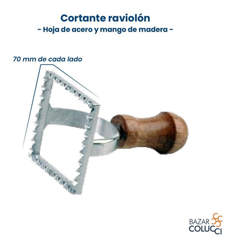 Imagen 2 de 10 de Cortante Raviolón 70x70 Mm Acero Inoxidable, Axen