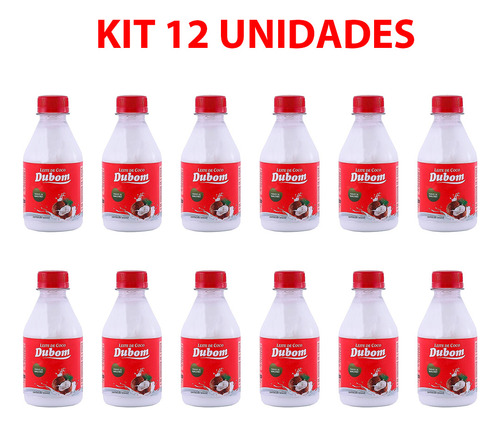 Kit 12 Leite De Coco Tradicional Frasco 200ml Alta Qualidade