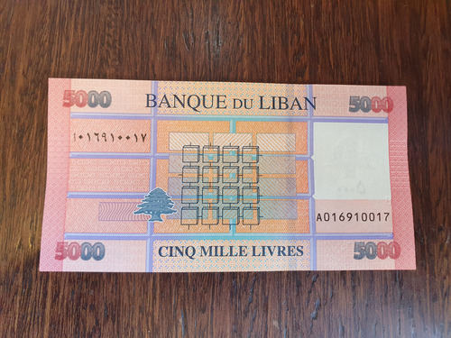 Billete De Coleccion 5000 Libras De Libano Sin Circular Unc