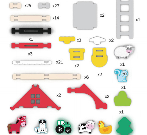 Juego De Bloques De Construcción De Casas De Madera Granja