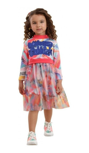 Imagem 2 de 3 de Vestido Infantil Manga Longa Mon Sucré Pop Play 20222