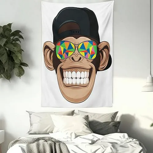 Tapiz De Dibujos Animados De , Divertido Mono Hipster Con Ga