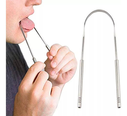 500 Limpiador De Lengua Acero Inoxidable Limpieza Bucal Color Plateado