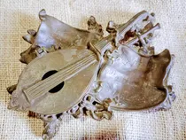 Comprar Antiguo Tintero Escribania Bronce Estancia Musica Guitarra