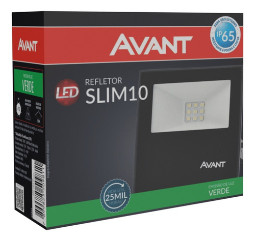 5x Refletor 10w Led Verde Avant Resistente A Agua Holofote