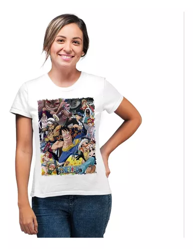 Camiseta T-Shirt Anime One Piece Personagens Luffy Zoro  Cor:Branco;Tamanho:P