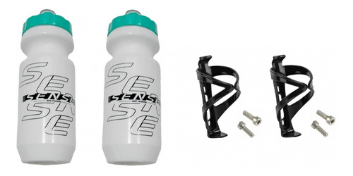 2x Suporte Caramanhola Bike + Garrafa 500ml Sense - Branco