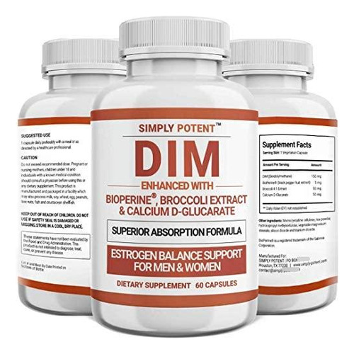 Suplemento Dim De 250 Mg + Bioperine Apoyo Hormonal Para