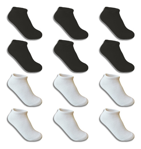 Az. 12 Pares Tin Algodón Blanco/negro Deportivo Unisex Niños