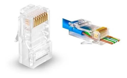 Imagen 3 de 4 de 25 Ficha Rj45 Plug Conector Cat 6 Pasante Canalizado Red Utp