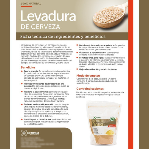 Energía, Sistema Inmune, Levadura De Cerveza En Polvo -300 G Sabor Sin sabor